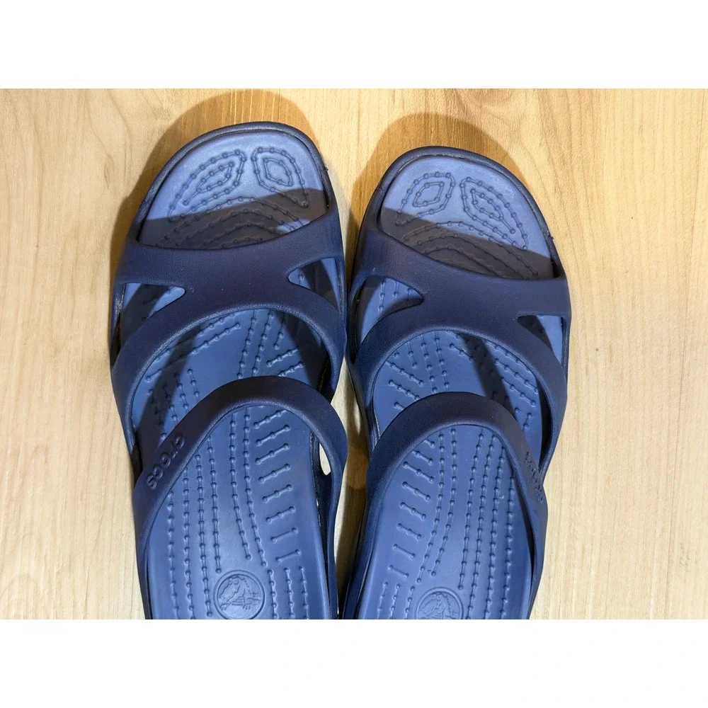 Crocs Kadee II Sandal Navy Blue W 6 Women Strappy Slip On Comfort